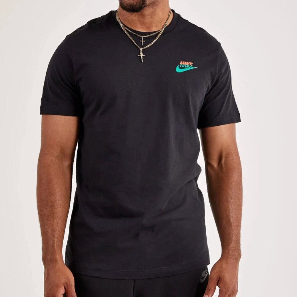 Nike Connect 1 Black Logo Tee T-Shirt Men's Green Red Soft Cotton Graphic Small